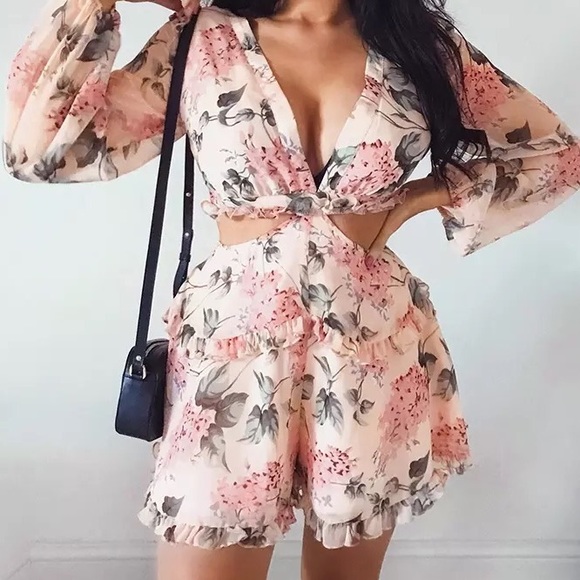 NEW Floral Boho Romper Crop Top Shorts Set Dress - Picture 2 of 8
